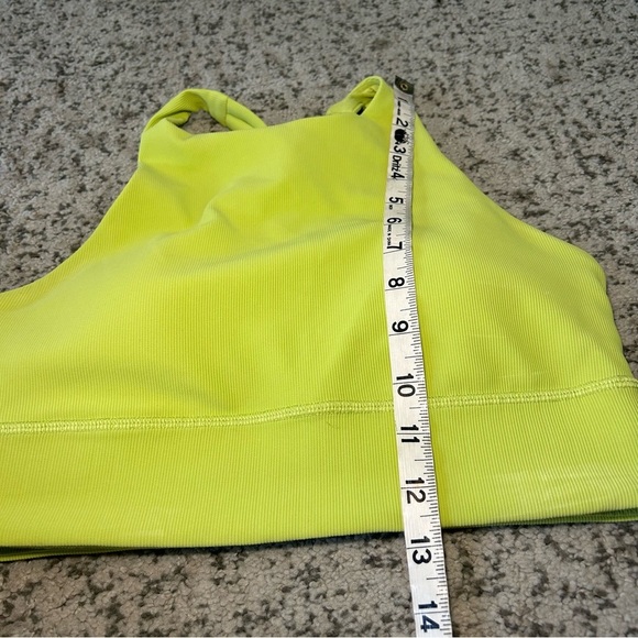 Lululemon Wasabi Green Energy High-Neck Longline Ribbed Padded Sports Bra Size 8 - Picture 7 of 7